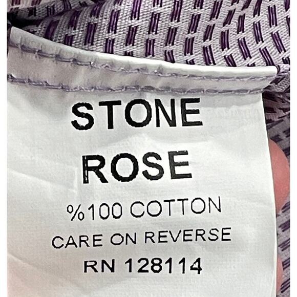 Stone Rose Shirt Men’s 7/XXXL Dress Button Front Flip Cuff Print Lavender Dot - Picture 6 of 7
